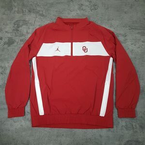 NIKE Air Jordan Oklahoma OU Sooners‎ 1/4 Zip Football Jacket Mens MEDIUM Red